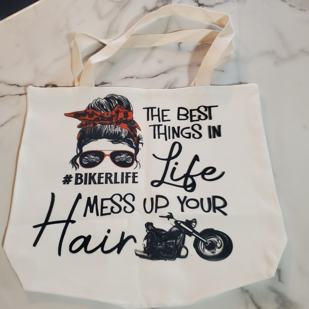 peace love harley Tote Bag #BIKERLIFE